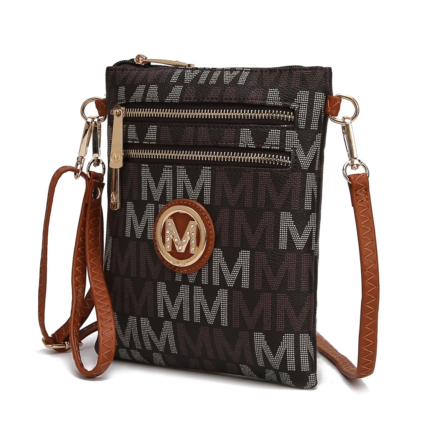 MKF Collection Gaia Milan M Signature Crossbody Handbag By Mia K - Brown