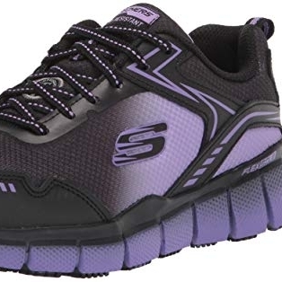 Skechers Women's Lace Up Athletic Safety Toe Construction Shoe BLACK - BLACK, 5.5