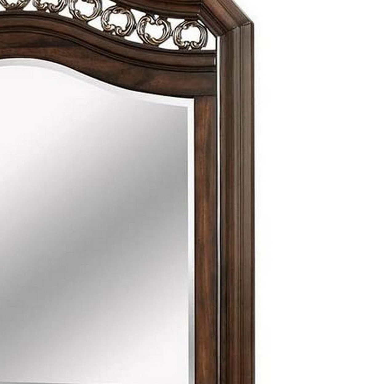 Wall Mirror With Camelback Top Wooden Molded Frame, Espresso Brown- Saltoro Sherpi