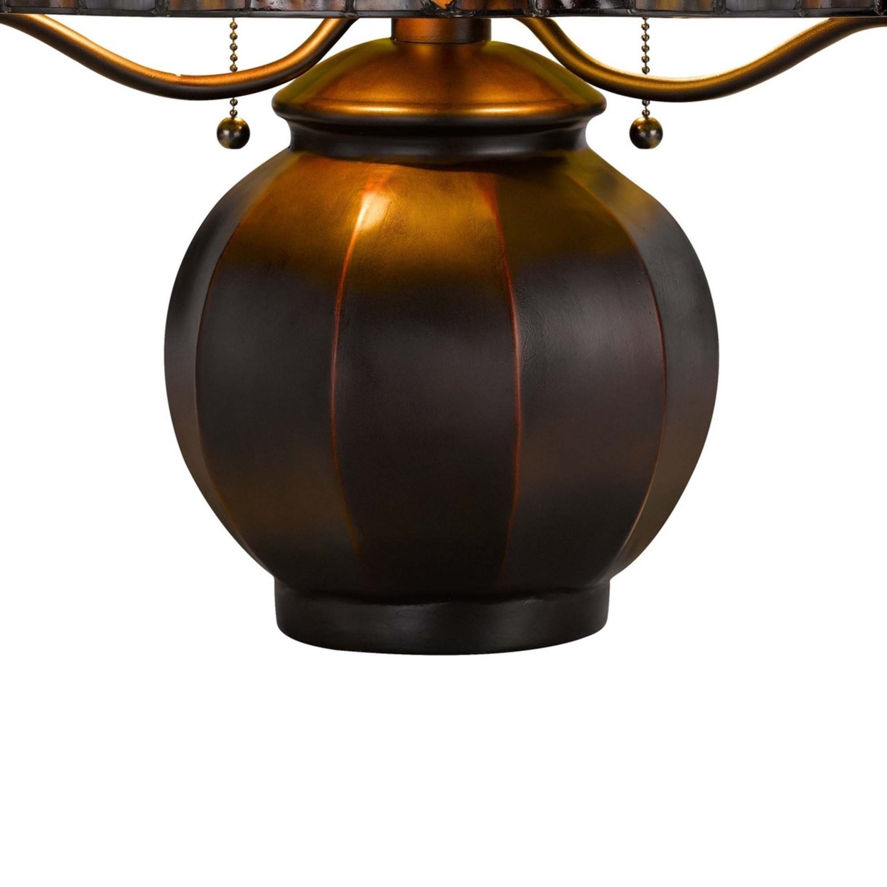 Table Lamp With Tiffany Shade And Metal Jar Base, Multicolor- Saltoro Sherpi