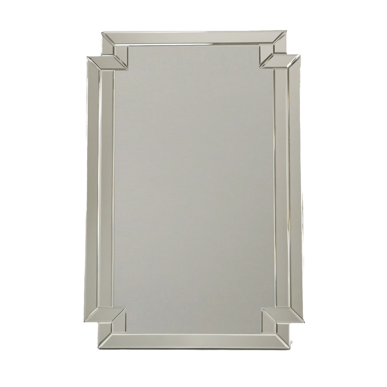 Accent Mirror With Intersected Beveled Frame, Silver- Saltoro Sherpi