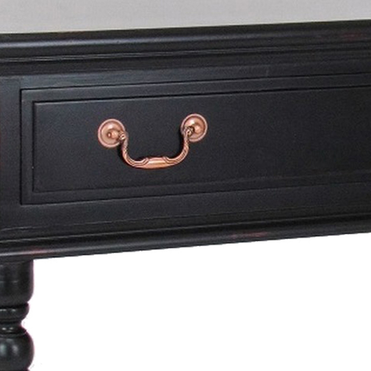 Wooden Sideboard With 1 Drawer And Turned Legs, Black- Saltoro Sherpi