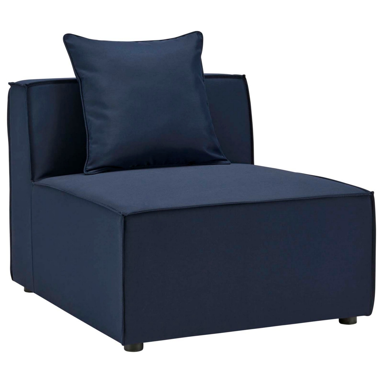 Saybrook Outdoor Patio Upholstered Sectional Sofa Armless Chair, Navy Blue