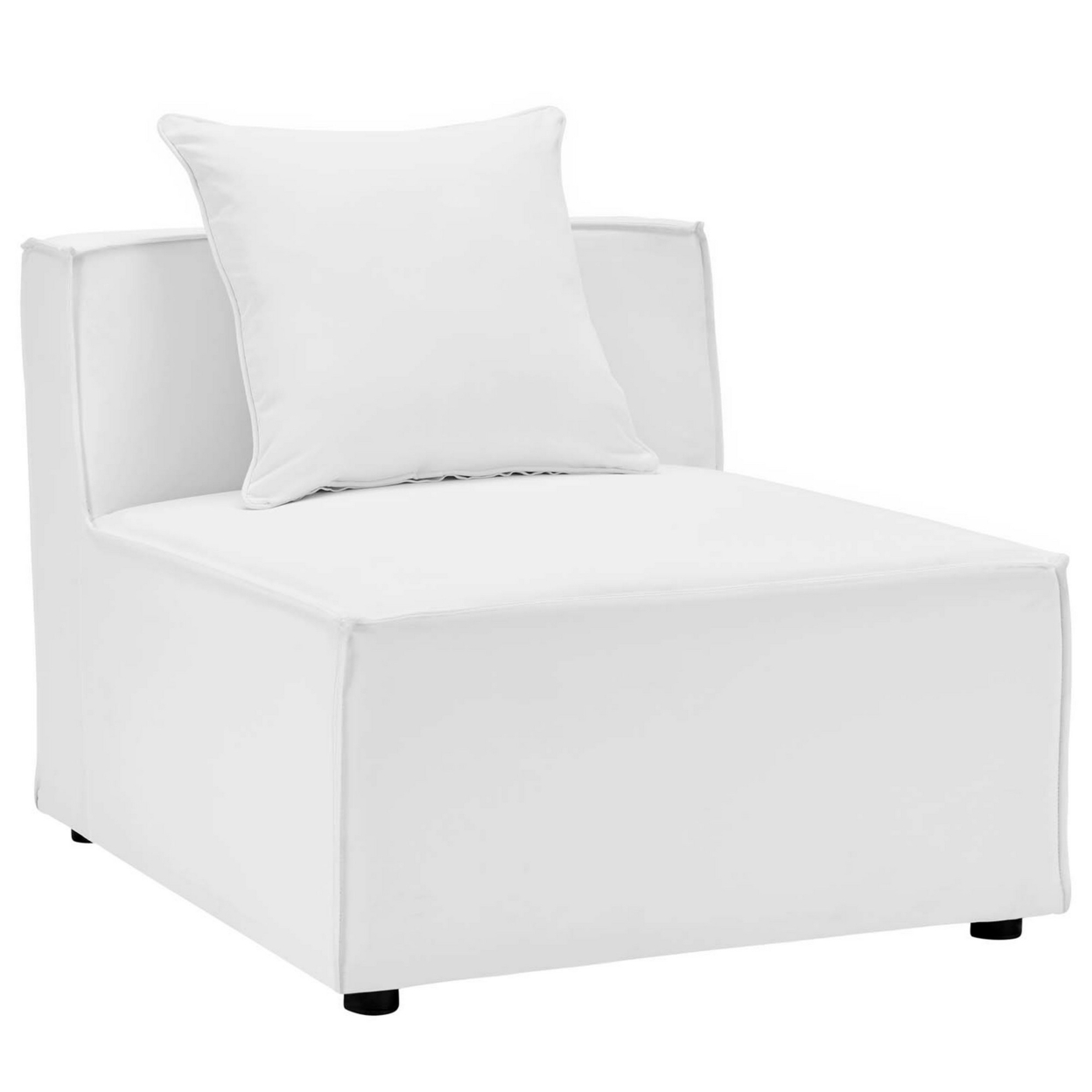 Saybrook Outdoor Patio Upholstered Sectional Sofa Armless Chair, White