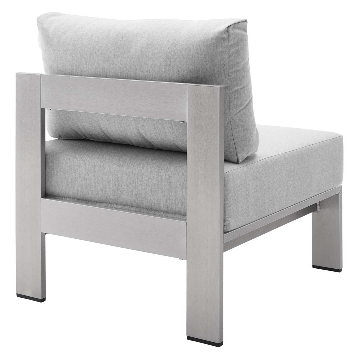 Shore Sunbrella? Fabric Aluminum Outdoor Patio Armless Chair, Silver Gray