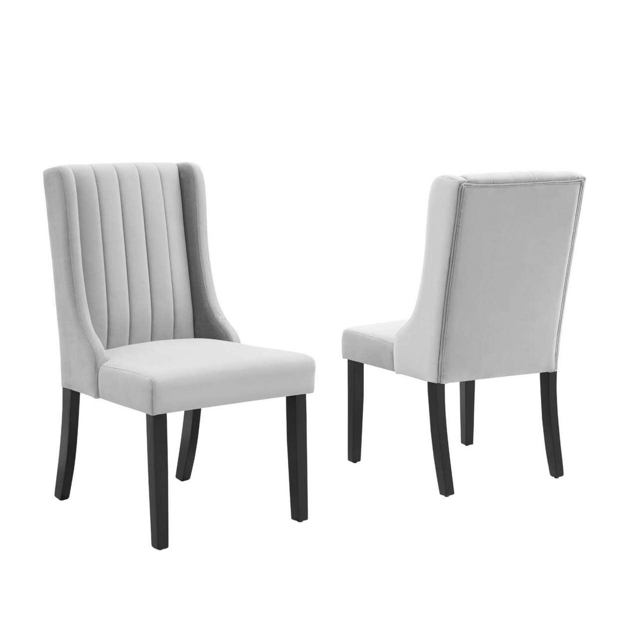 Renew Parsons Performance Velvet Dining Side Chairs - Set Of 2, Light Gray