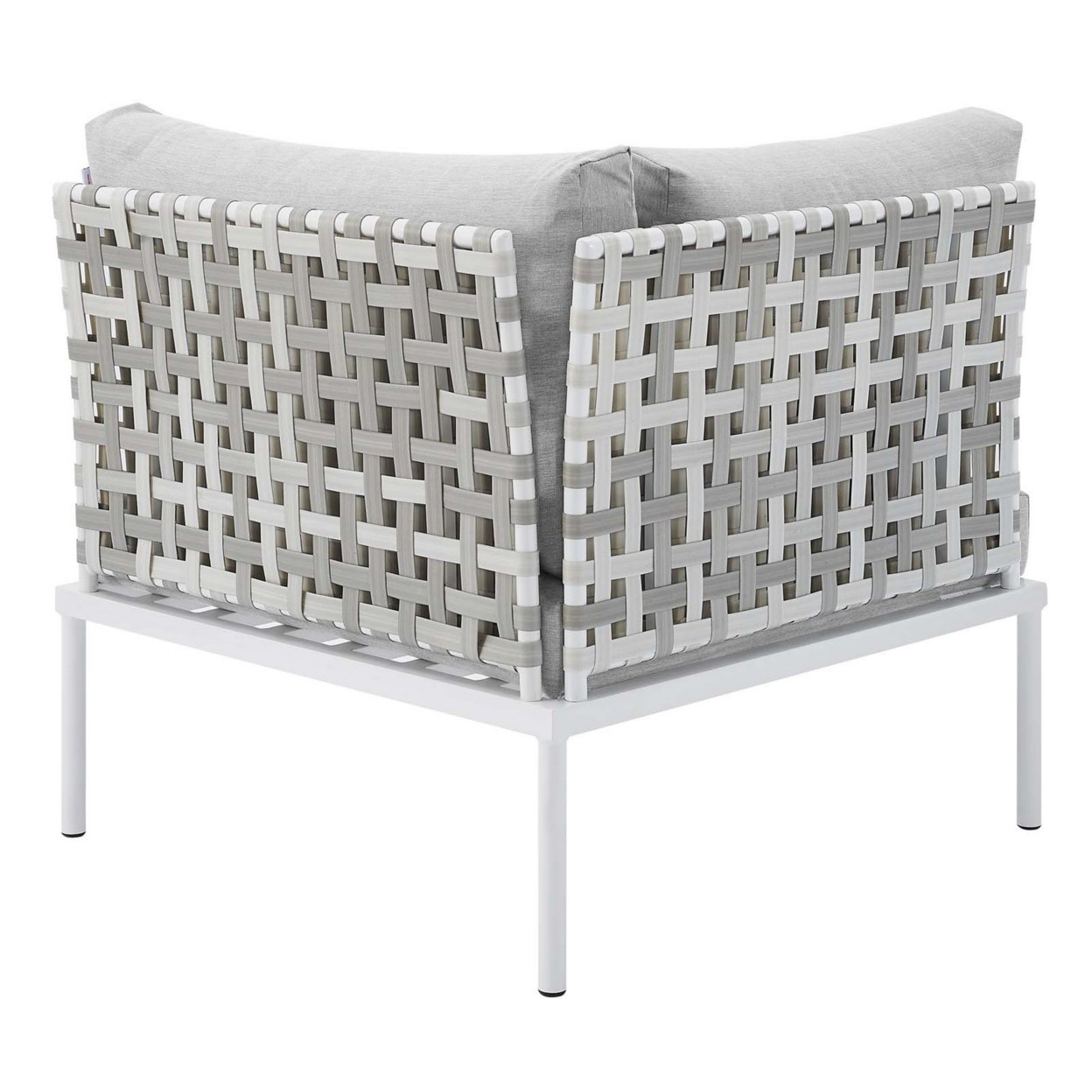 Harmony Sunbrella? Basket Weave Outdoor Patio Aluminum Corner Chair, Taupe Gray