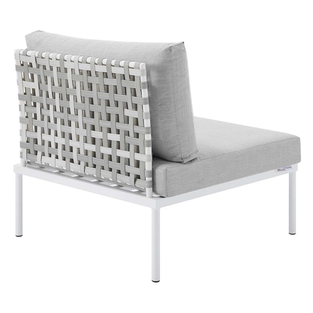 Harmony Sunbrella? Basket Weave Outdoor Patio Aluminum Armless Chair, Taupe Gray
