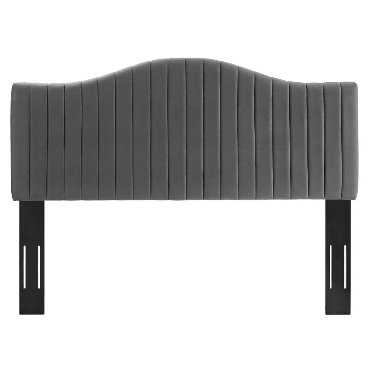 Brielle Channel Tufted Performance Velvet Twin Headboard, Charcoal
