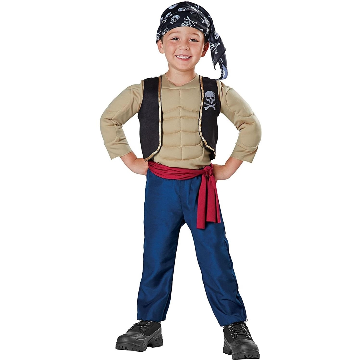 Pirate Ahoy First Mate Muscle Boys Size 2-4T Costume Bandana Vest Pretend Seasons