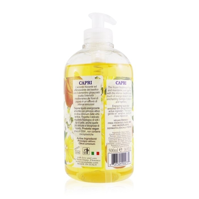 Dolce Vivere Vegan Liquid Soap - Capri - Orange Blossom, Frosted Mandarine & Basil - 500ml/16.9oz