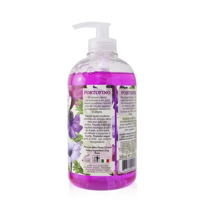Dolce Vivere Vegan Liquid Soap - Portofino -Flax, Rose Water & Marine Lily - 500ml/16.9oz