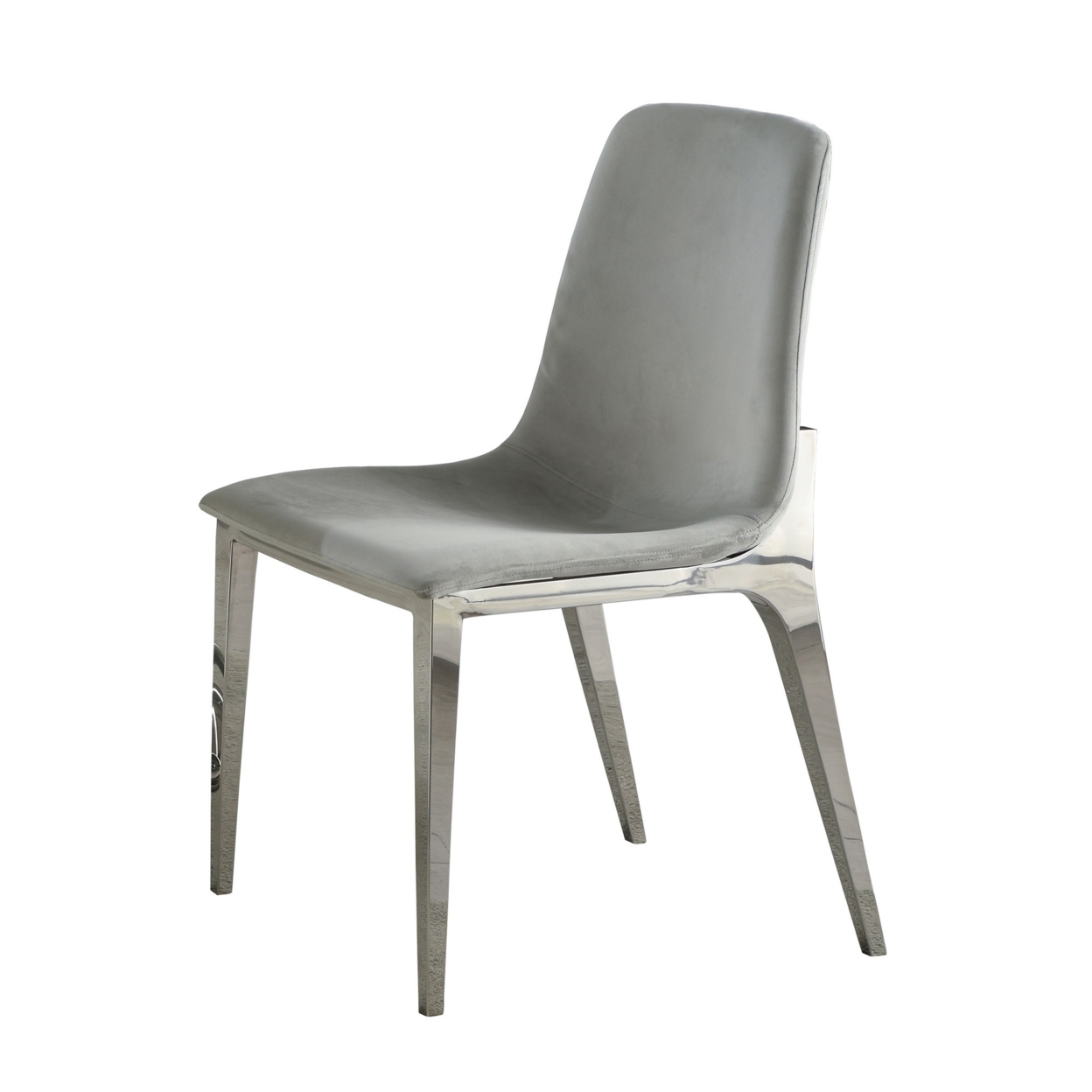 Dining Chair With Bucket Seat And Metal Legs, Set Of 4, Gray- Saltoro Sherpi