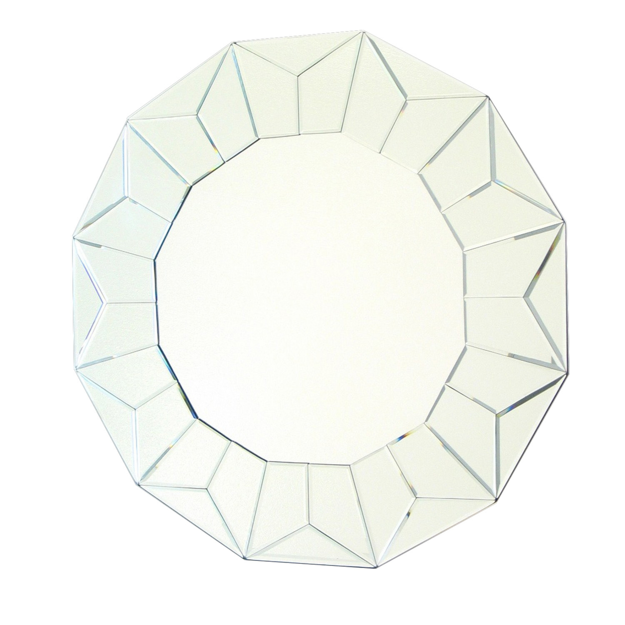 Mirror With Flower Petal Accent And Beveled Edge, Silver- Saltoro Sherpi