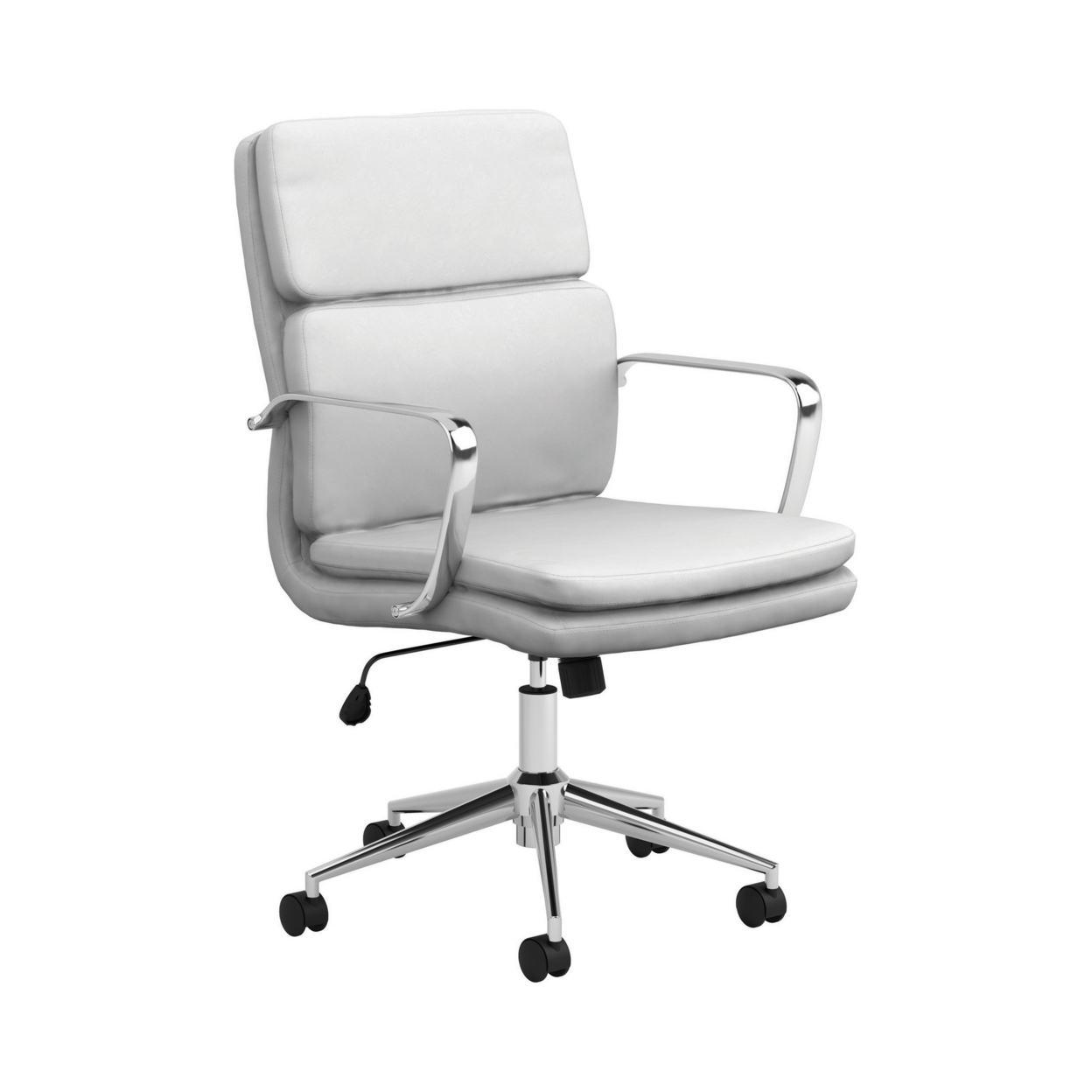 Leatherette Office Chair With Top Panel Padded Back, Gray- Saltoro Sherpi