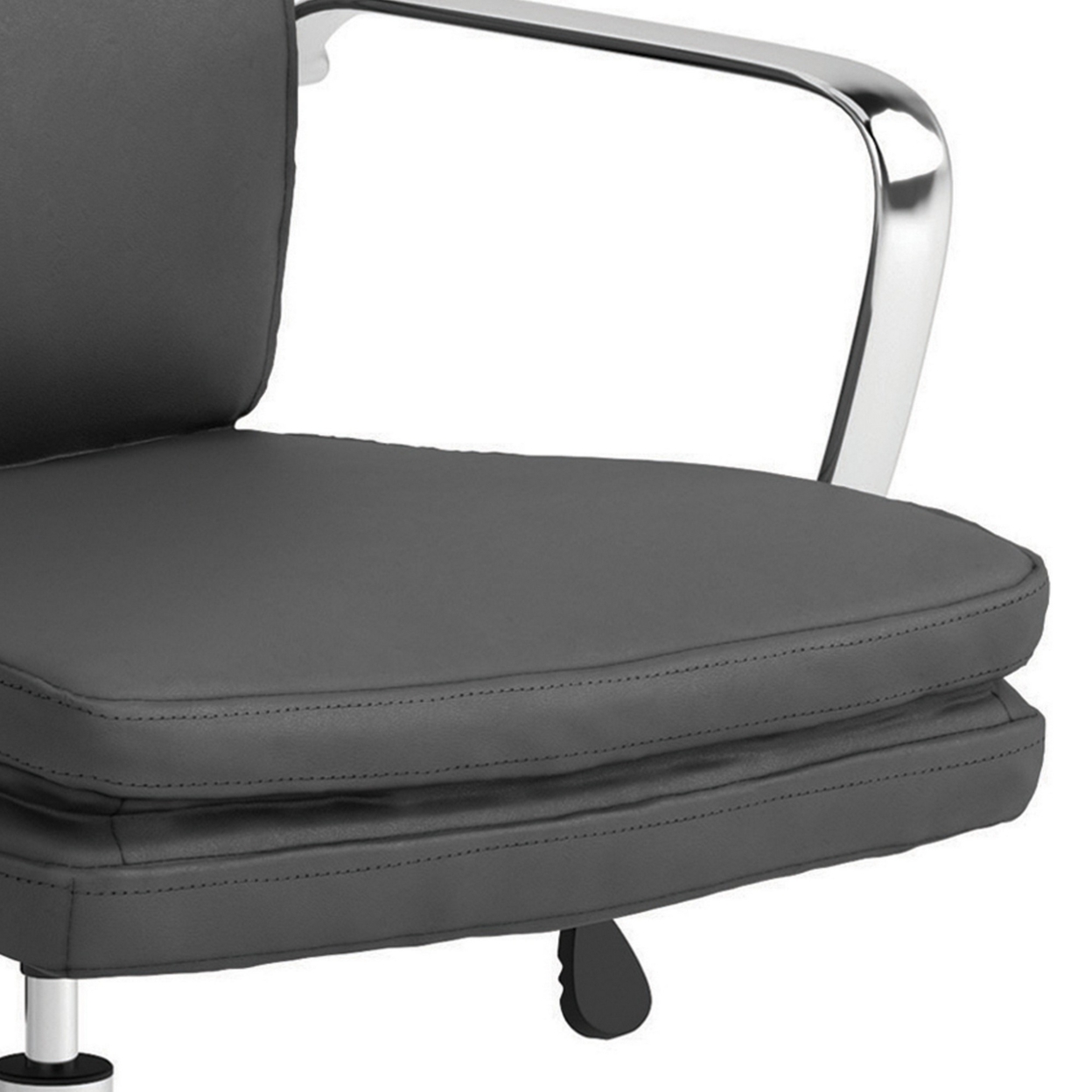 Padded Panel Back Office Chair With Horizontal Stitching, Gray- Saltoro Sherpi