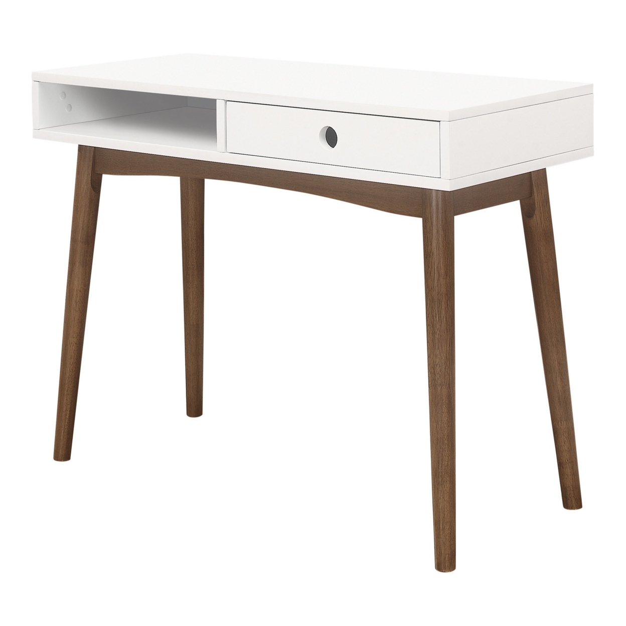 Writing Desk With 1 Drawer And 1 Compartment, White And Brown- Saltoro Sherpi