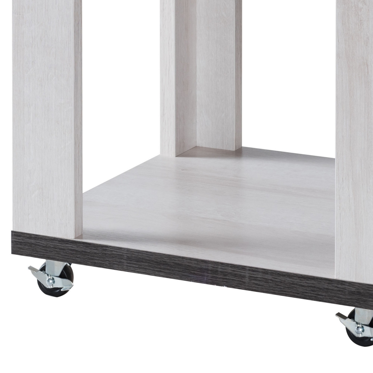 End Table With Wooden Open Bottom Shelf, White And Gray- Saltoro Sherpi