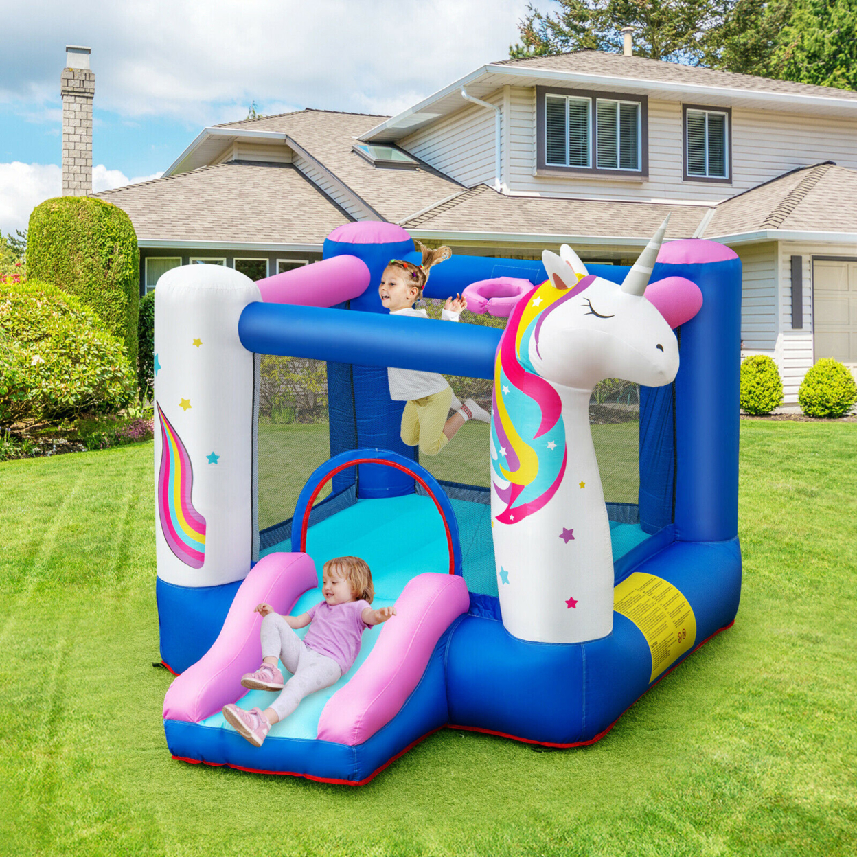 Slide Bouncer Inflatable Jumping Castle Basketball Game Without Blower