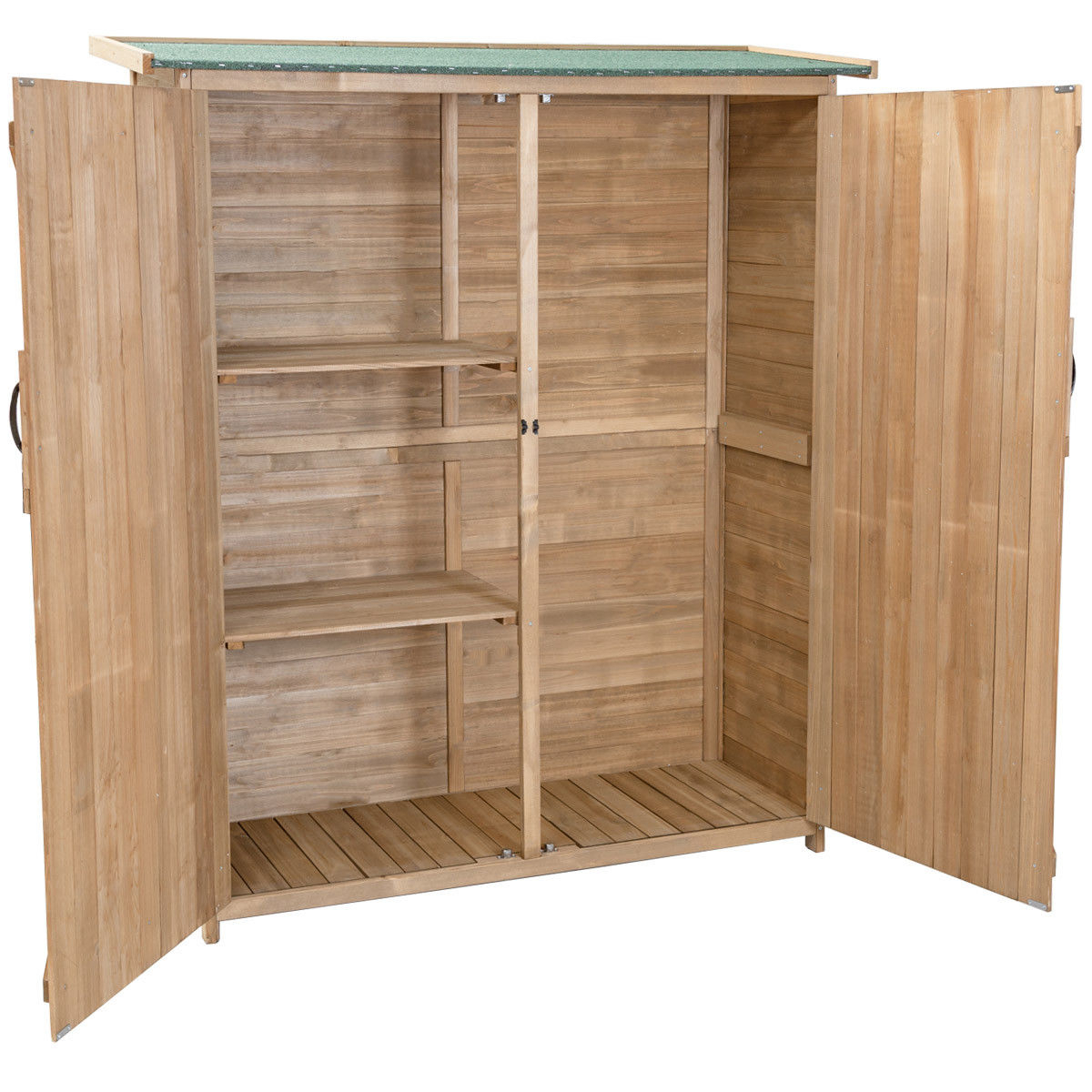 Garden Outdoor Wooden Storage Shed Cabinet Double Doors Fir Wood Lockers