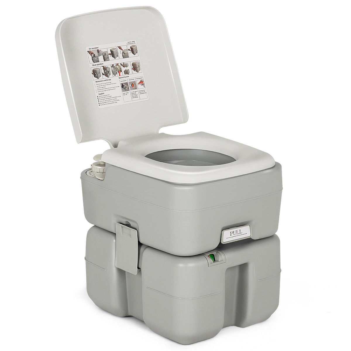 5.3 Gallon Portable Travel Toilet Outdoor Camping Toilet W/ Piston Pump Flush