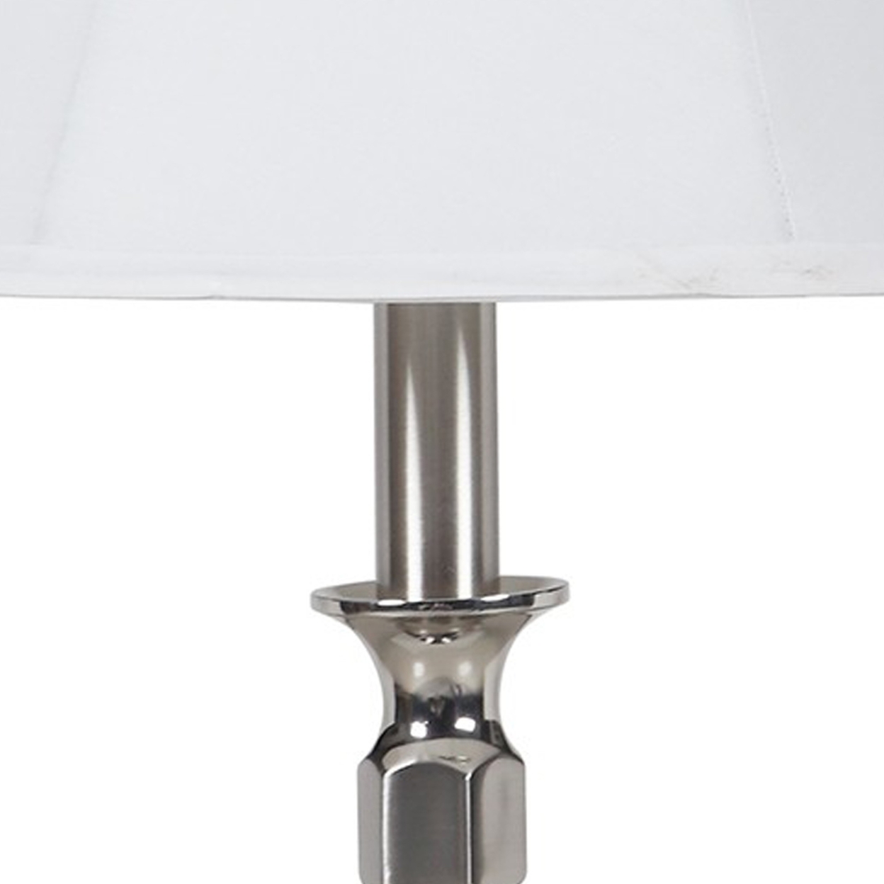 Turned Tubular Metal Body Table Lamp With Empire Shade, Silver- Saltoro Sherpi