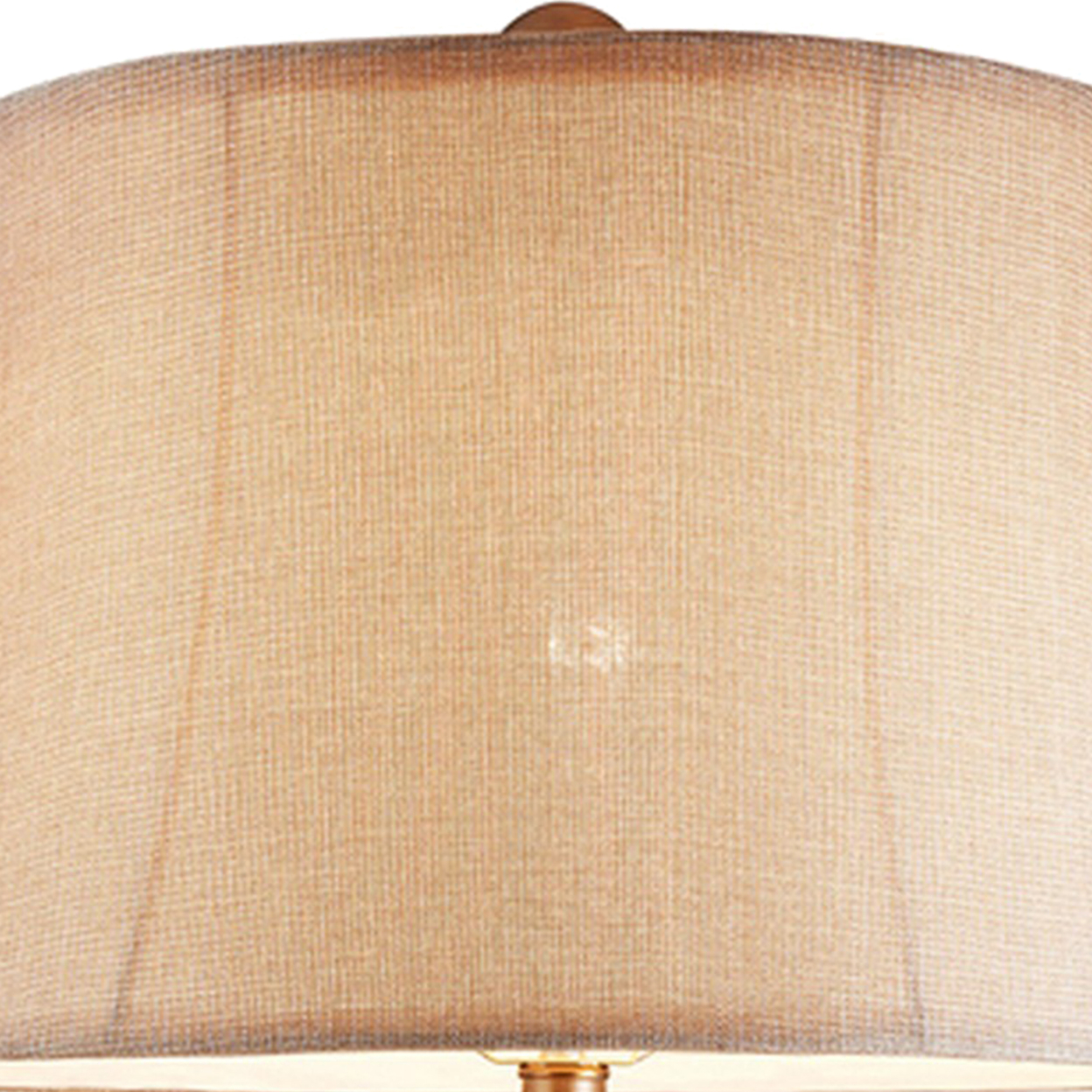 Table Lamp With Filigree Accent Base And Fabric Shade, Brown- Saltoro Sherpi