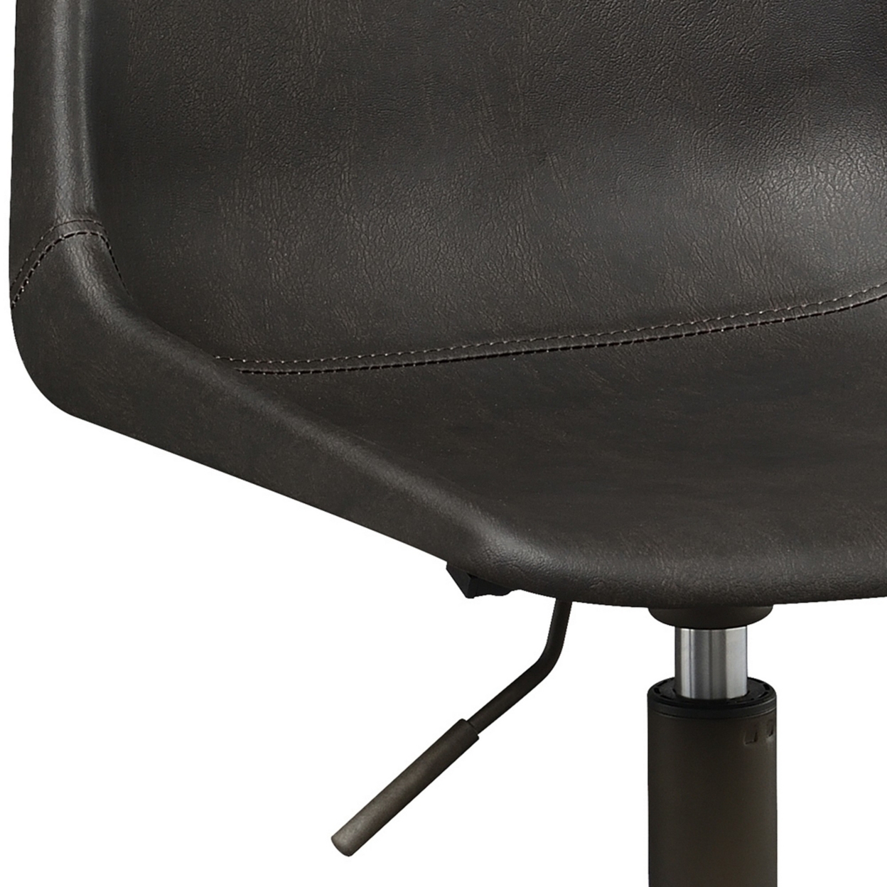Fabric Office Chair With Curved Back And Contrast Stitching, Brown- Saltoro Sherpi