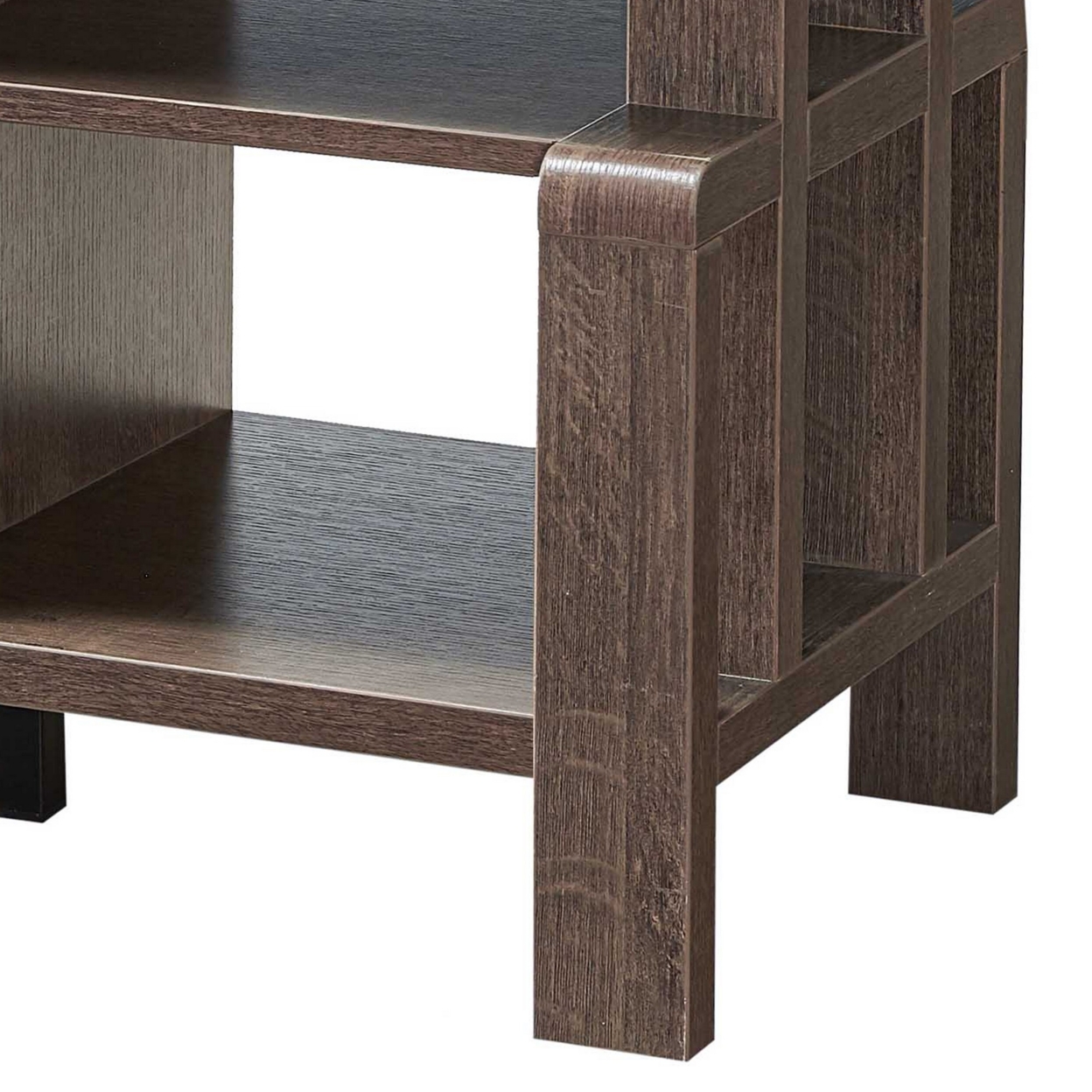 TV Stand With 4 Wooden Shelves And 2 Drawers, Brown- Saltoro Sherpi
