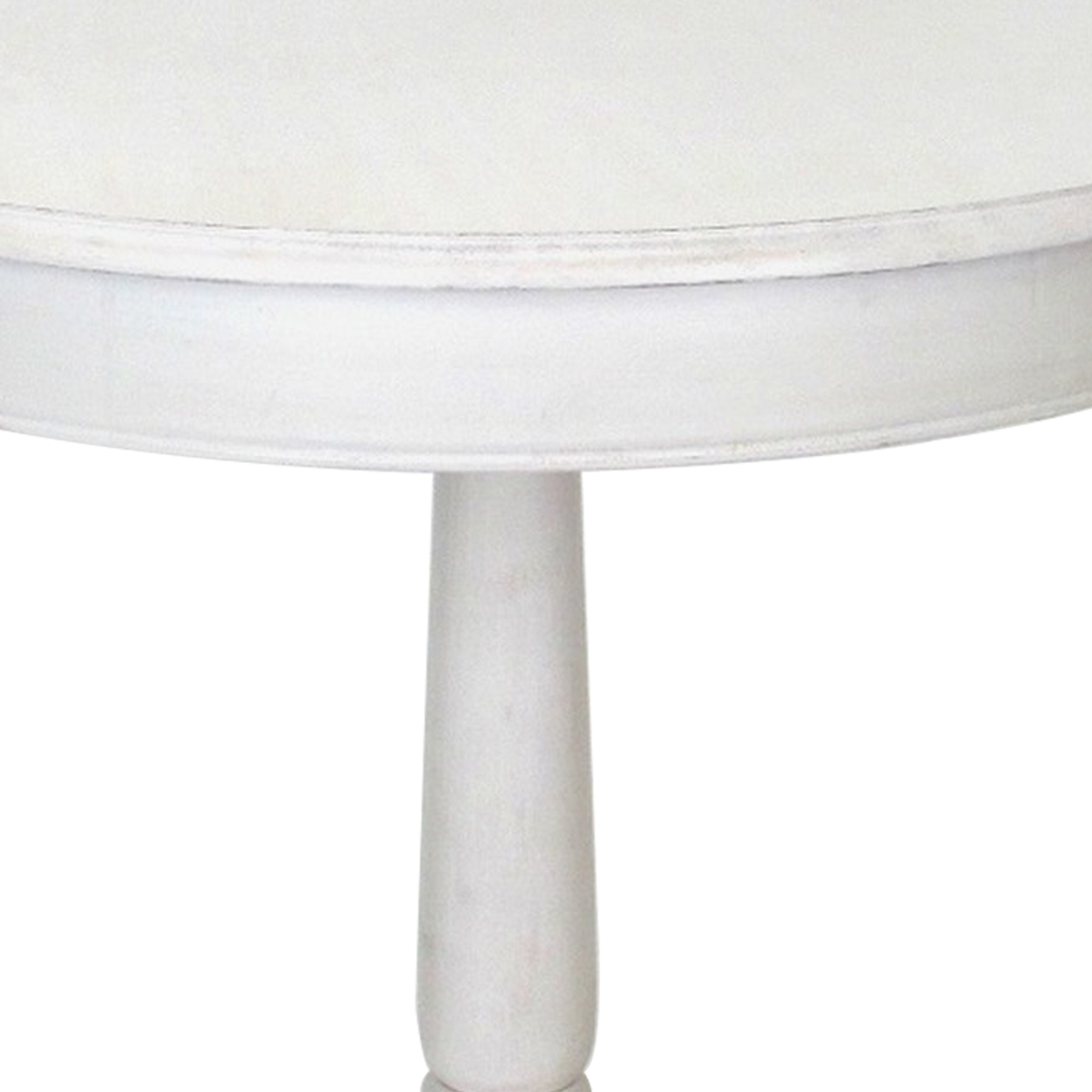 Wooden Column Table With Turned Pedestal Legs, White- Saltoro Sherpi