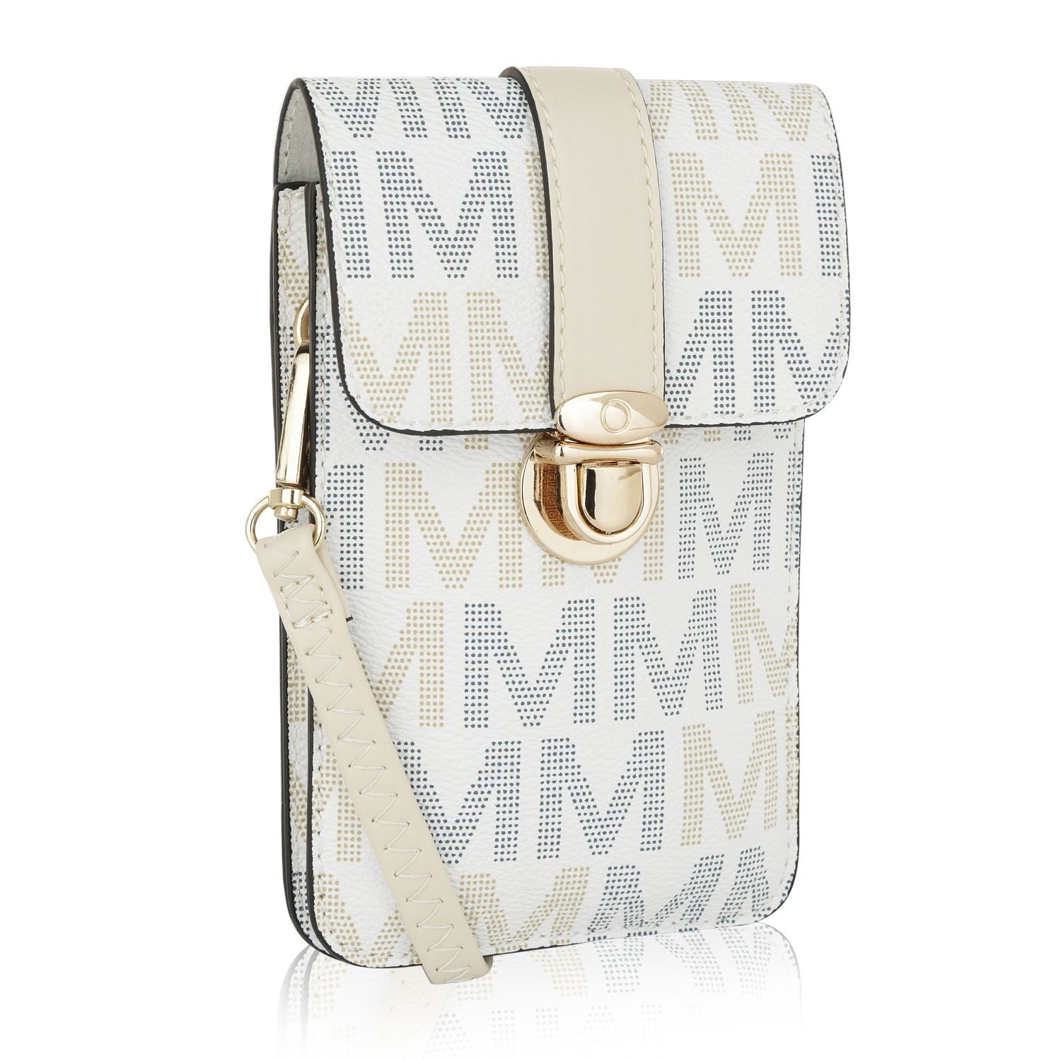 MKF Collection Lulu XL M Signature Phone Wallet Crossbody Handbag By Mia K. - White