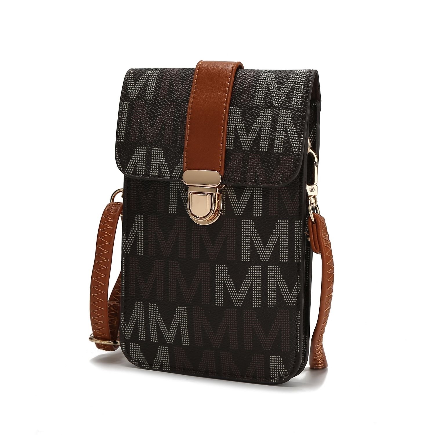 MKF Collection Lulu XL M Signature Phone Wallet Crossbody Handbag By Mia K. - Brown