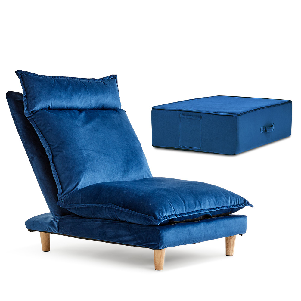 Bake floor recliner sofa and stool set - Blue