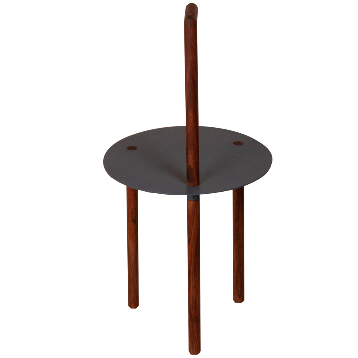 29 Inch Round Metal Top End Table With Inbuilt Wooden Pole, Brown And Black- Saltoro Sherpi