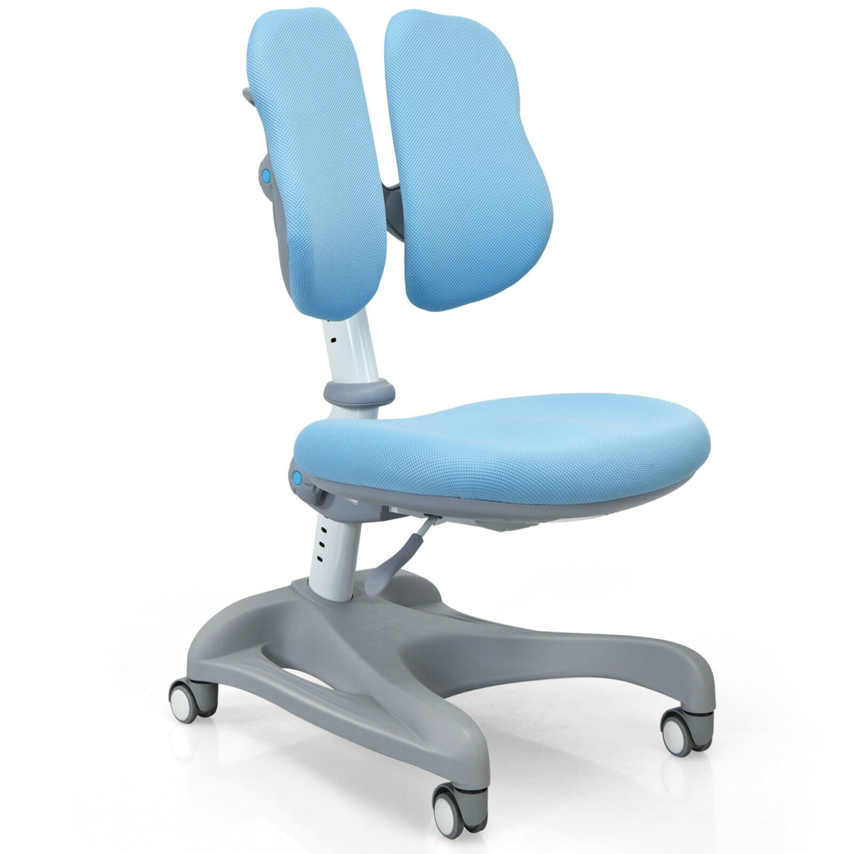 Kids Study Desk Chair Adjustable Height Depth W/Sit-Brake Casters - Blue
