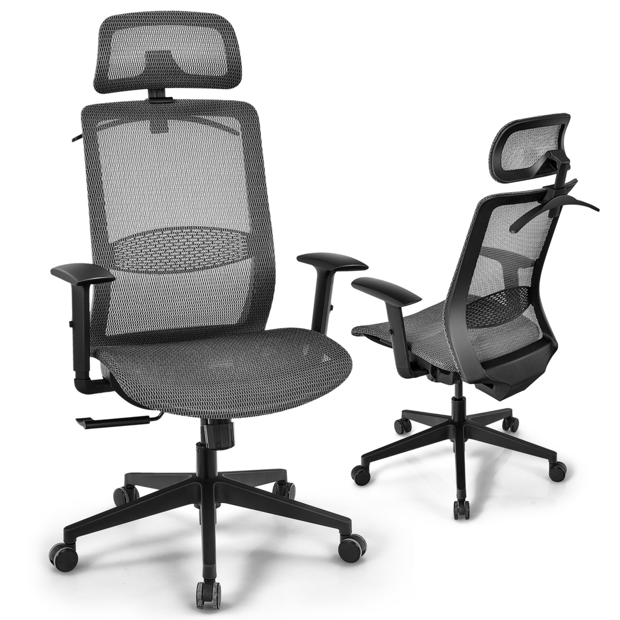 High Back Mesh Office Chair Swivel Executive Chair W/ Lumbar Support - Grey