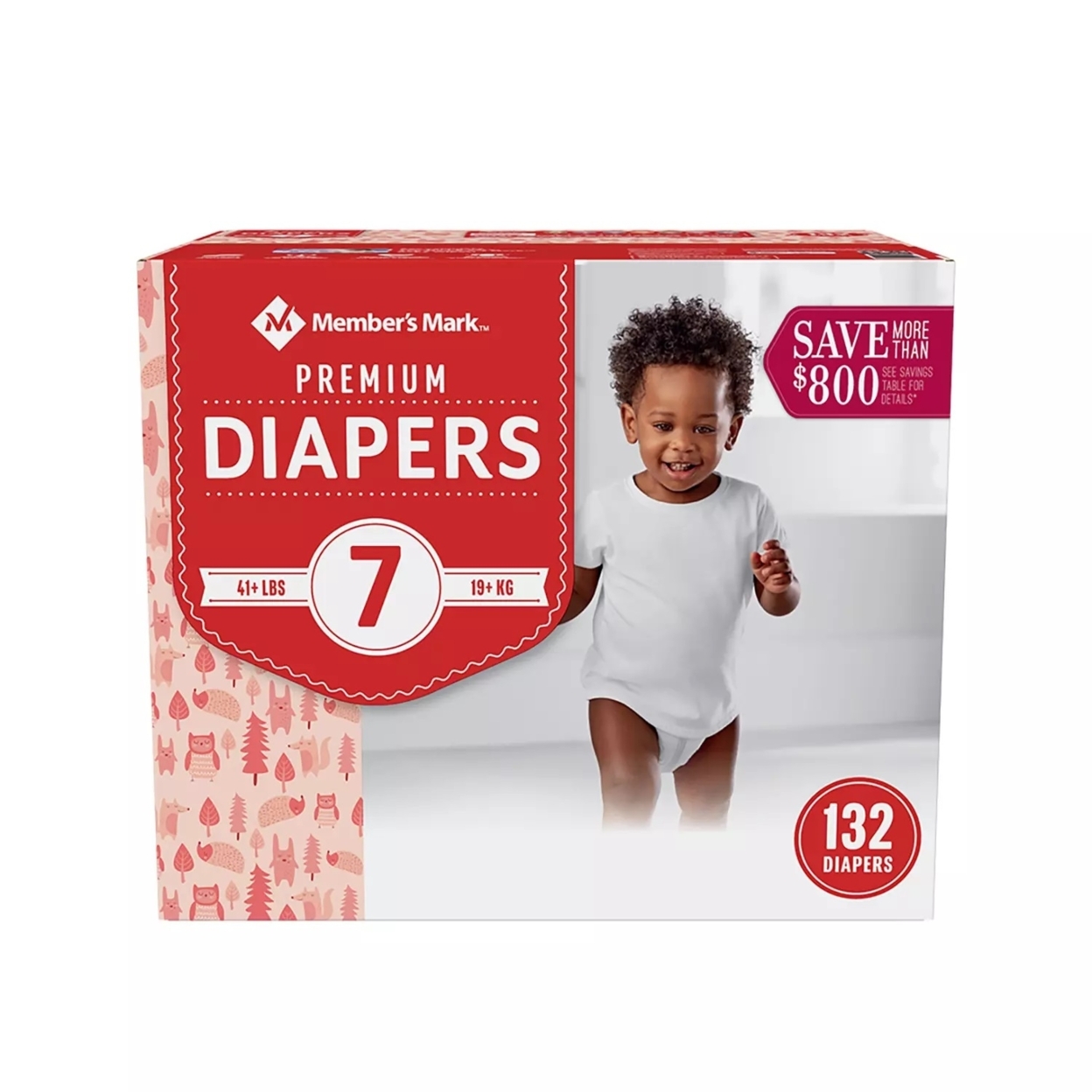Member's Mark Premium Baby Diapers Size 7 (41+ Pounds), 132 Count