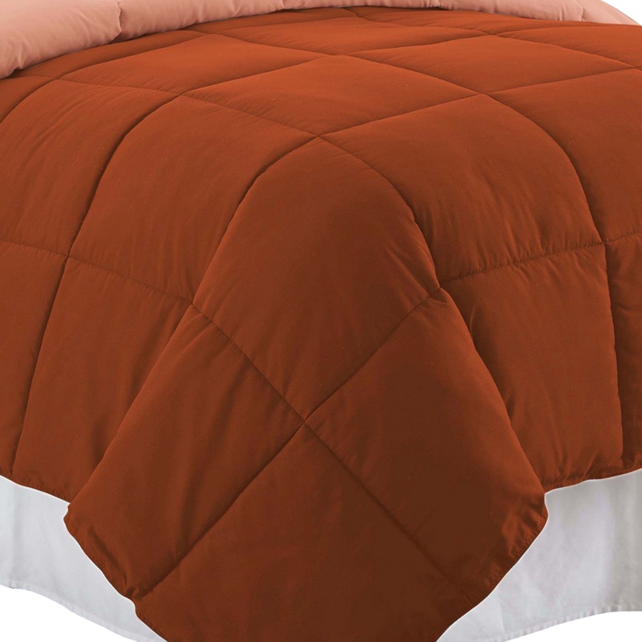 Veria Microfiber King Comforter With Stitched Block Pattern The Urban Port, Brown- Saltoro Sherpi