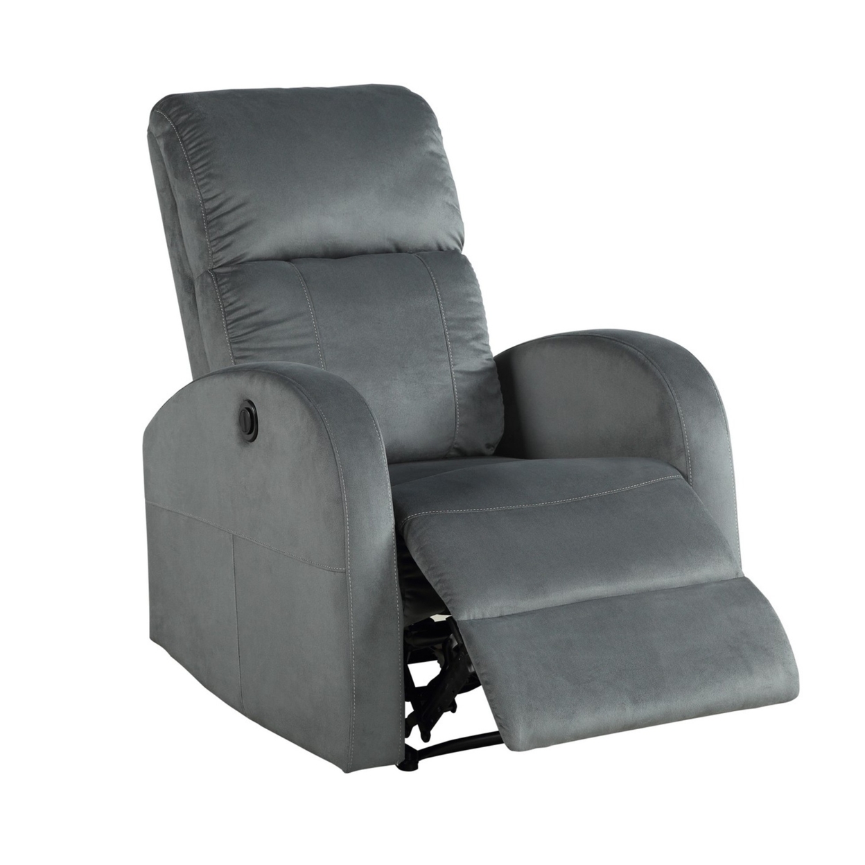 Power Motion Recliner With Fabric Wrapping And Curved Arms, Gray - Saltoro Sherpi