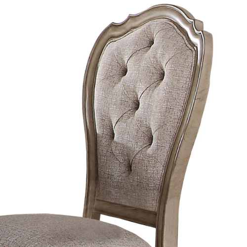 Button Tufted Upholstered Dining Side Chair, Set Of 2, Beige- Saltoro Sherpi