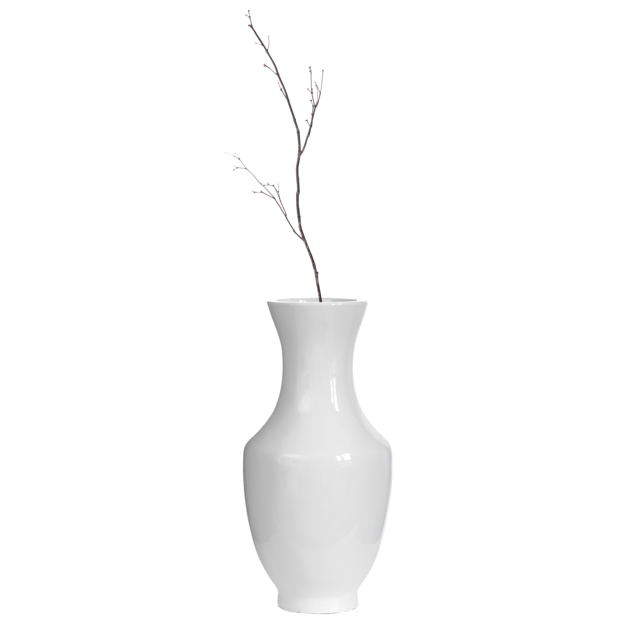 Modern Dining Trumpet Floor Vase, For Entryway And Living Room, White Fiberglass 22 Inch
