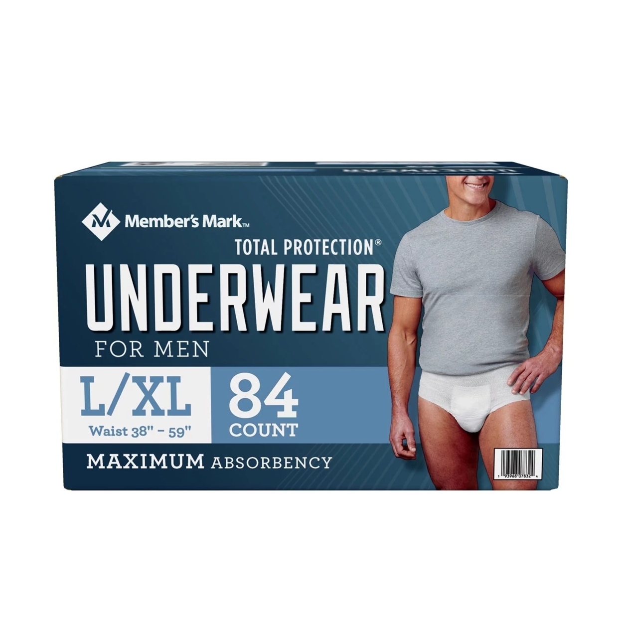 Member's Mark Total Protection Underwear For Men, Large/Extra Large (84 Count)