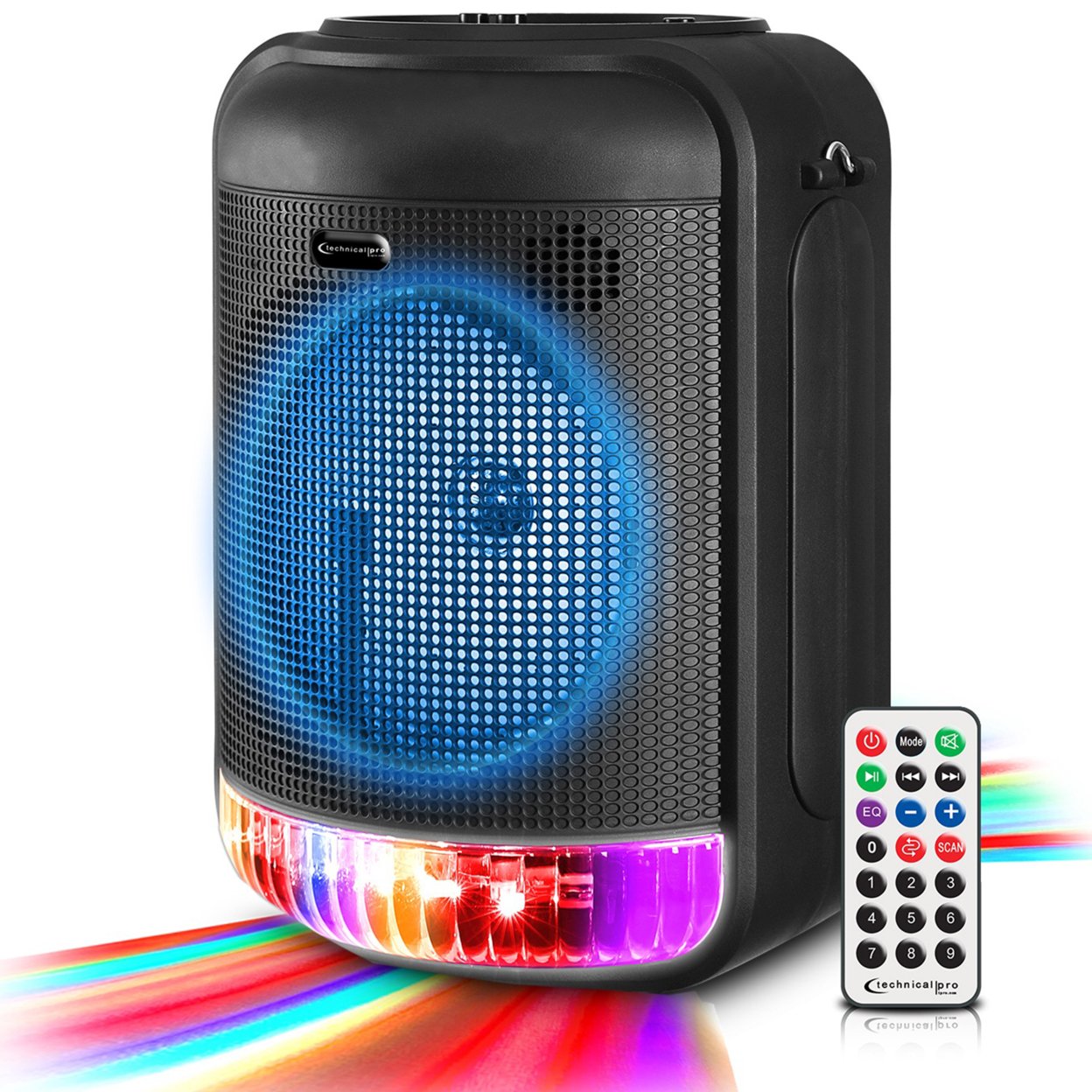 Technical Pro 600 Watts Rechargeable 8 Bluetooth LED Speaker With USB, Card, Aux, Mic, Inputs,FM Radio, TWS Stereo Sound