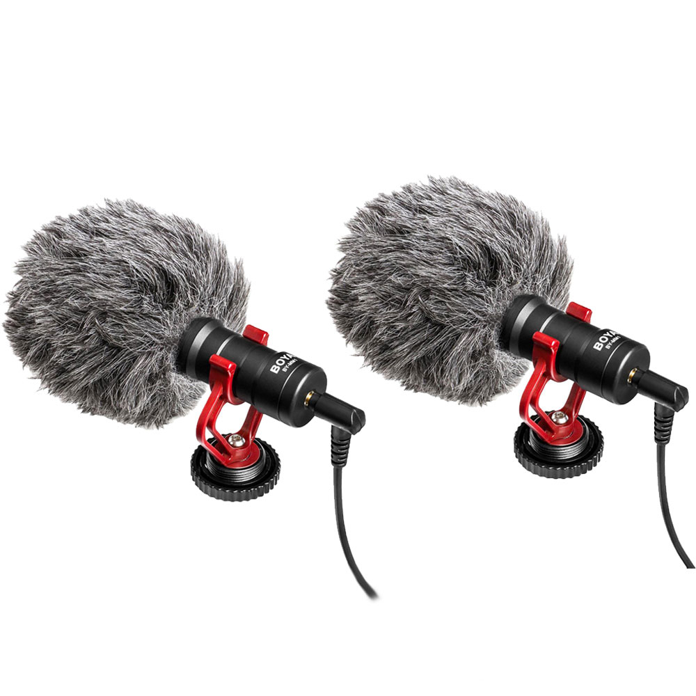 (Pack Of 2) Technical Pro Condenser Compact On-camera Microphone, For Vlogging With Smartphones, DSLRs, Consumer Camcorders, PCs Etc