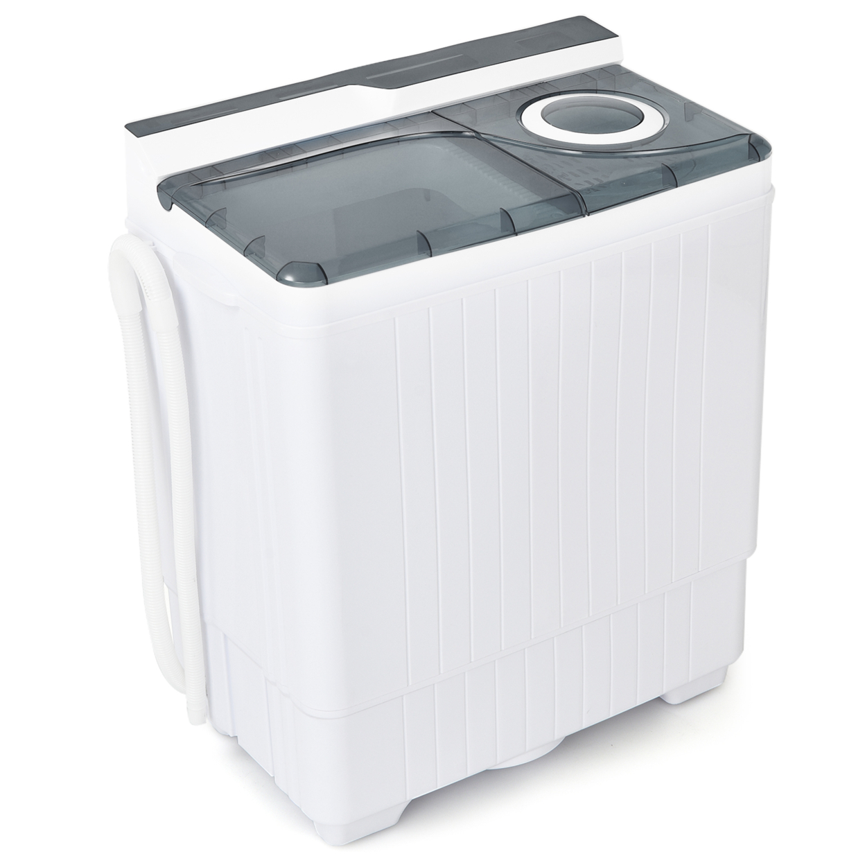 Portable Semi-automatic Washing Machine 26 Lbs Twin Tub Laundry Washer Grey
