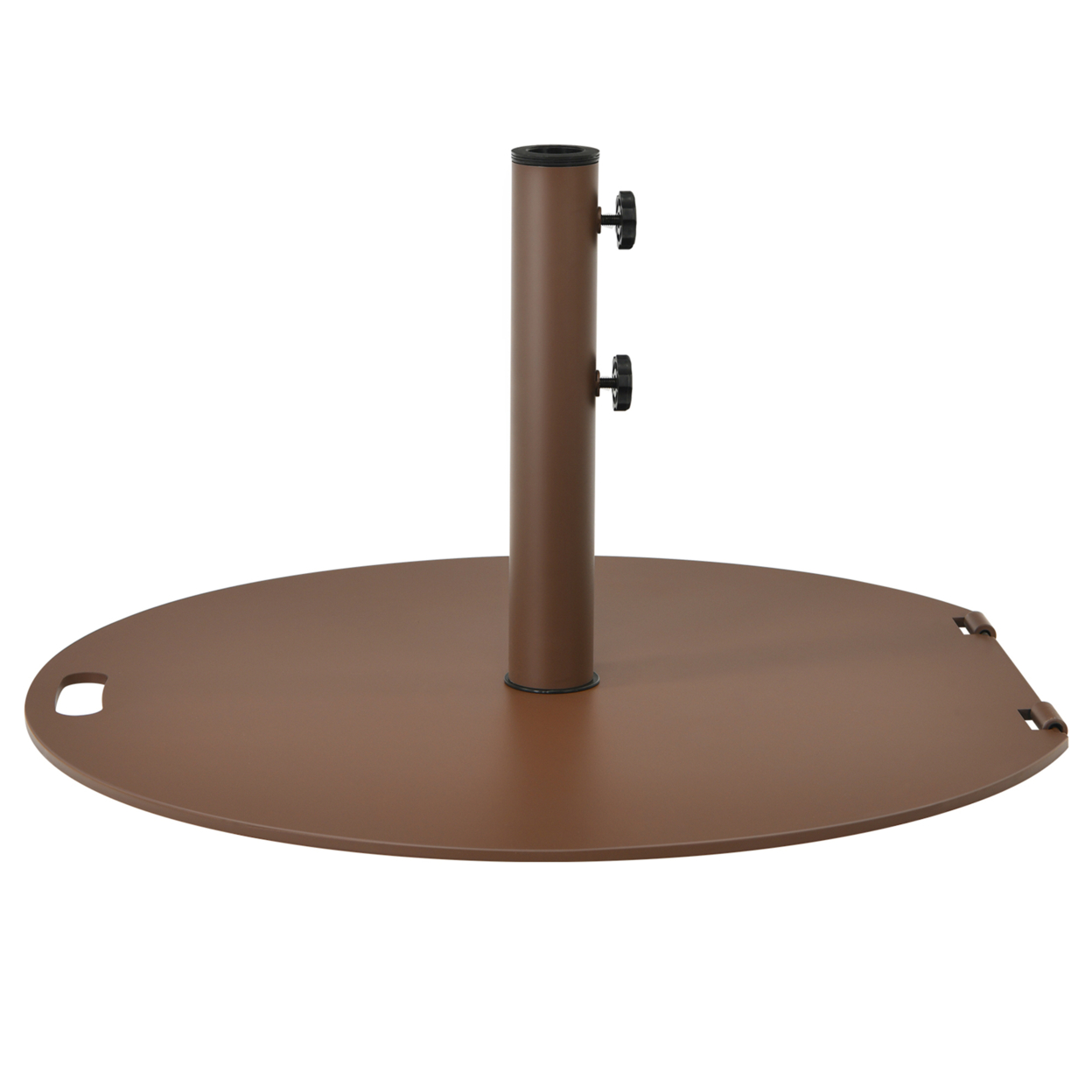 Round Weighted Patio Umbrella Base Stand 50 Lbs W/ 3 Adapters Brown