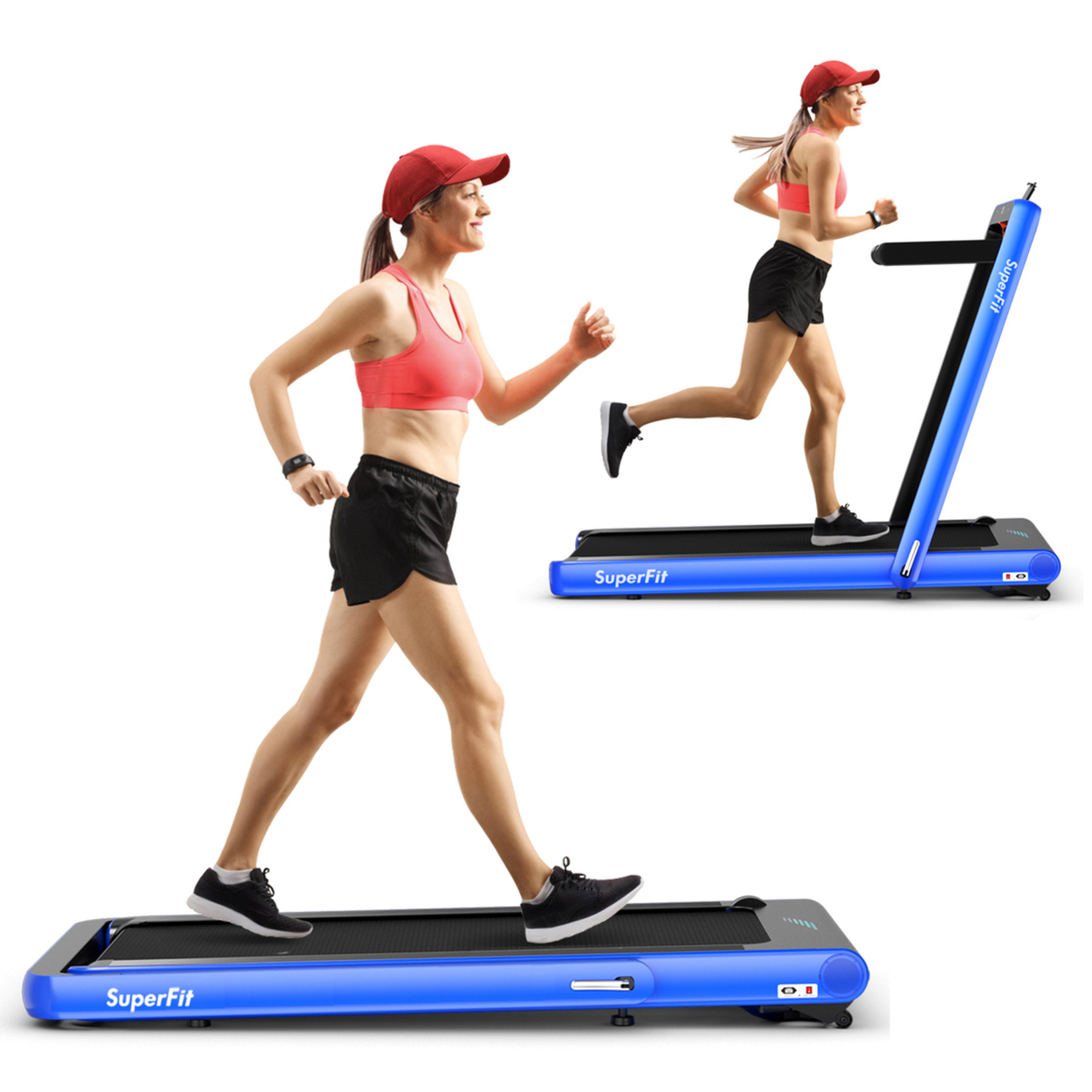 2 In 1 Folding Treadmill 4.75HP Running Machine W/ APP & Remote Control - Green