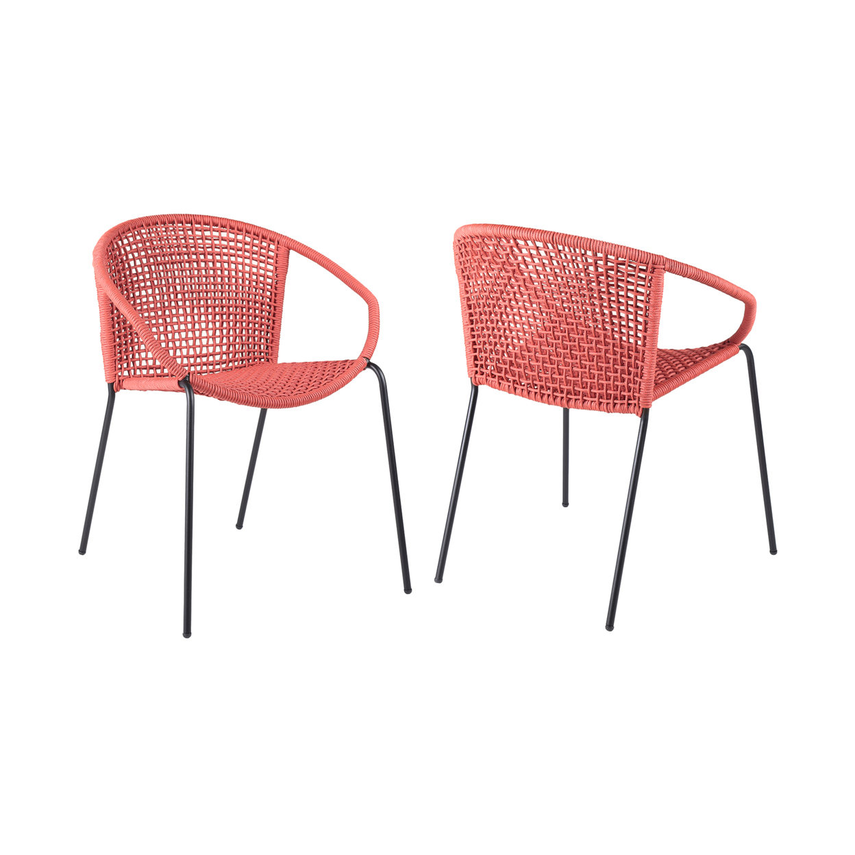 Dining Chair With Interwoven Geometric Seat And Back, Set Of 2, Pink- Saltoro Sherpi