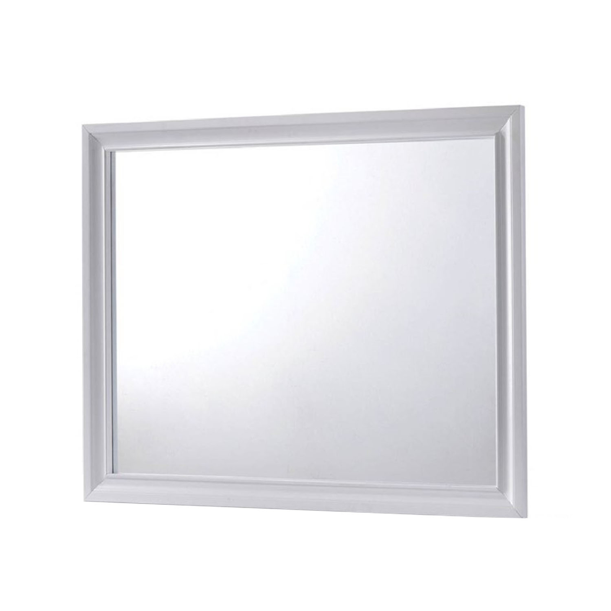 Wall Mirror With Molded Wooden Frame, White- Saltoro Sherpi