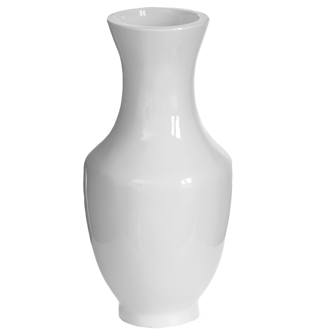 Modern Dining Trumpet Floor Vase, For Entryway And Living Room, White Fiberglass 22 Inch